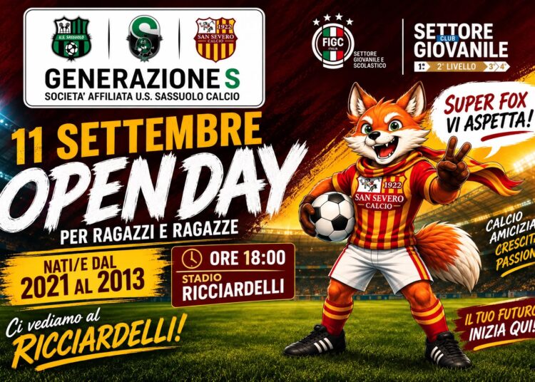 SAN SEVERO CALCIO, L’11 SETTEMBRE L’OPEN DAY: PORTE APERTE AI GIOVANI TALENTI